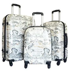 3Pc Luggage Set Hardside Rolling 4Wheel Spinner Upright Carryon Travel Poly Globe