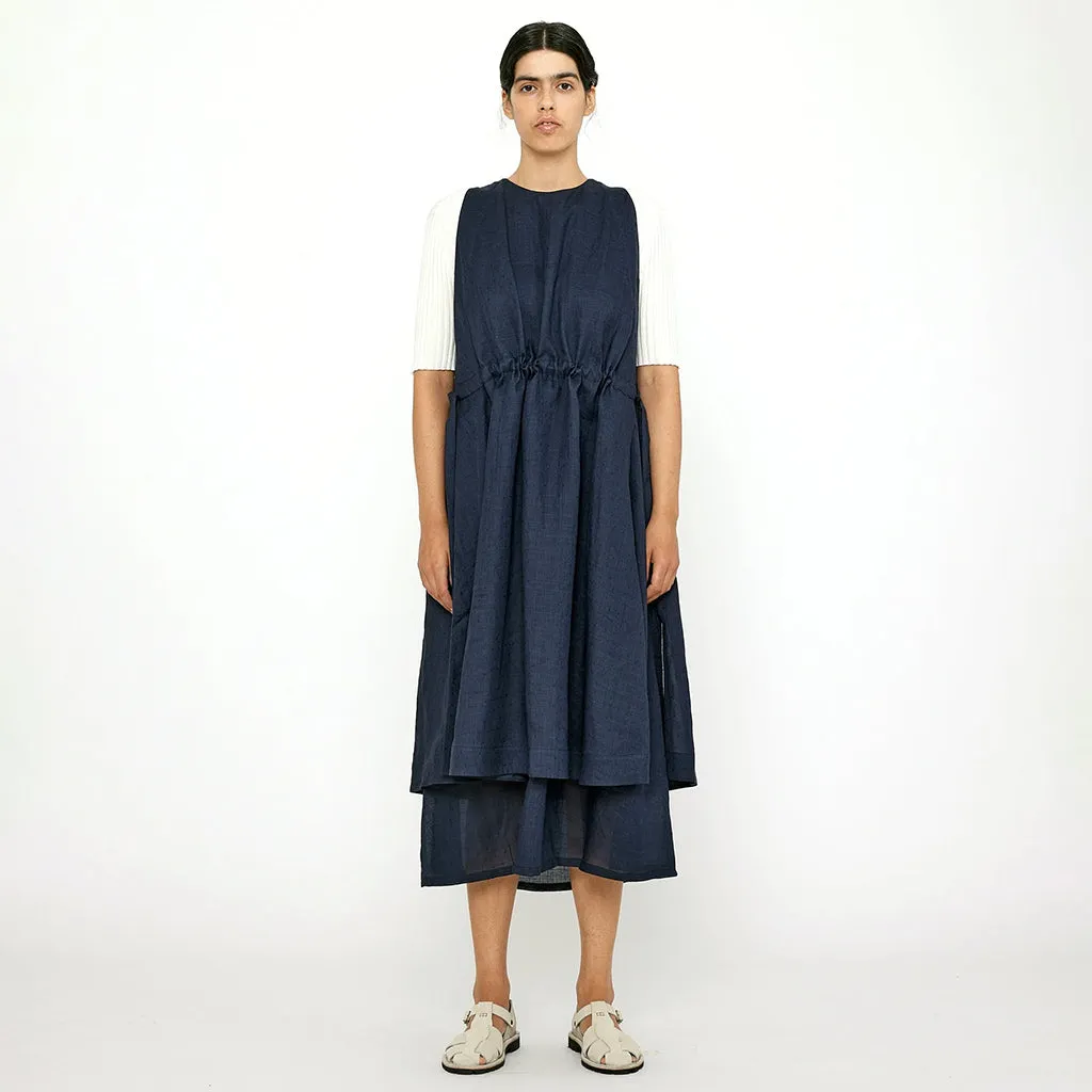 7115 By Szeki Woman Layered Summer Dress Navy Blue