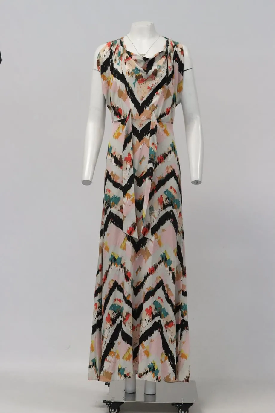 BCBG MAX AZRIA PRINTED SILK MAXI DRESS XSMALL