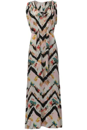 BCBG MAX AZRIA PRINTED SILK MAXI DRESS XSMALL