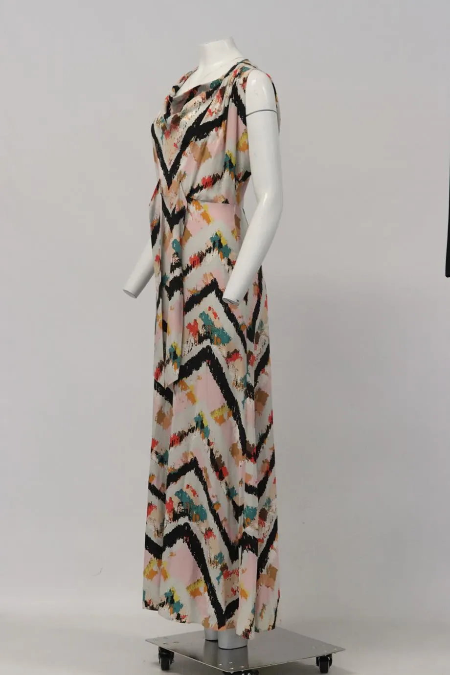 BCBG MAX AZRIA PRINTED SILK MAXI DRESS XSMALL