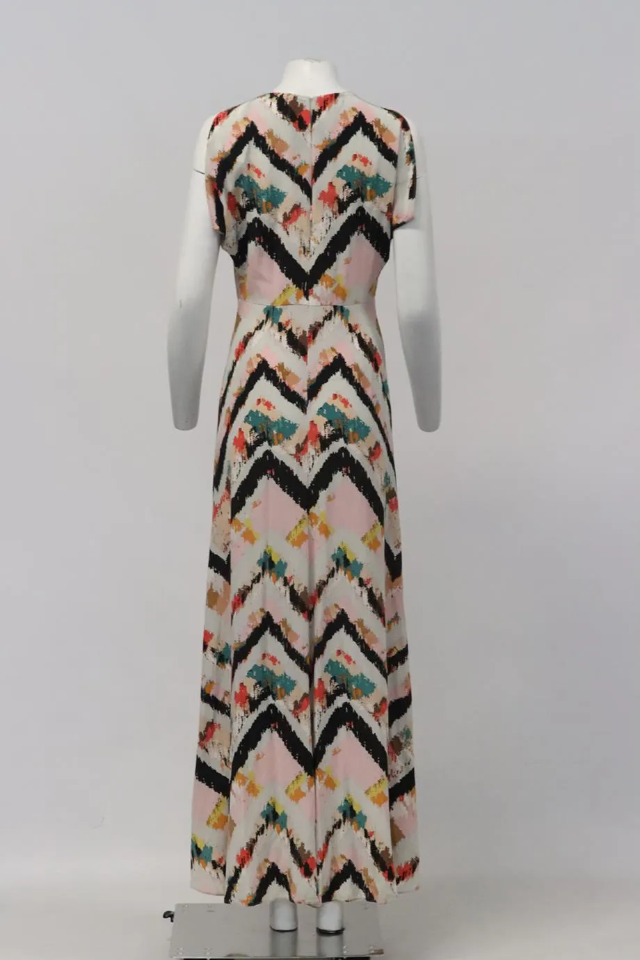 BCBG MAX AZRIA PRINTED SILK MAXI DRESS XSMALL