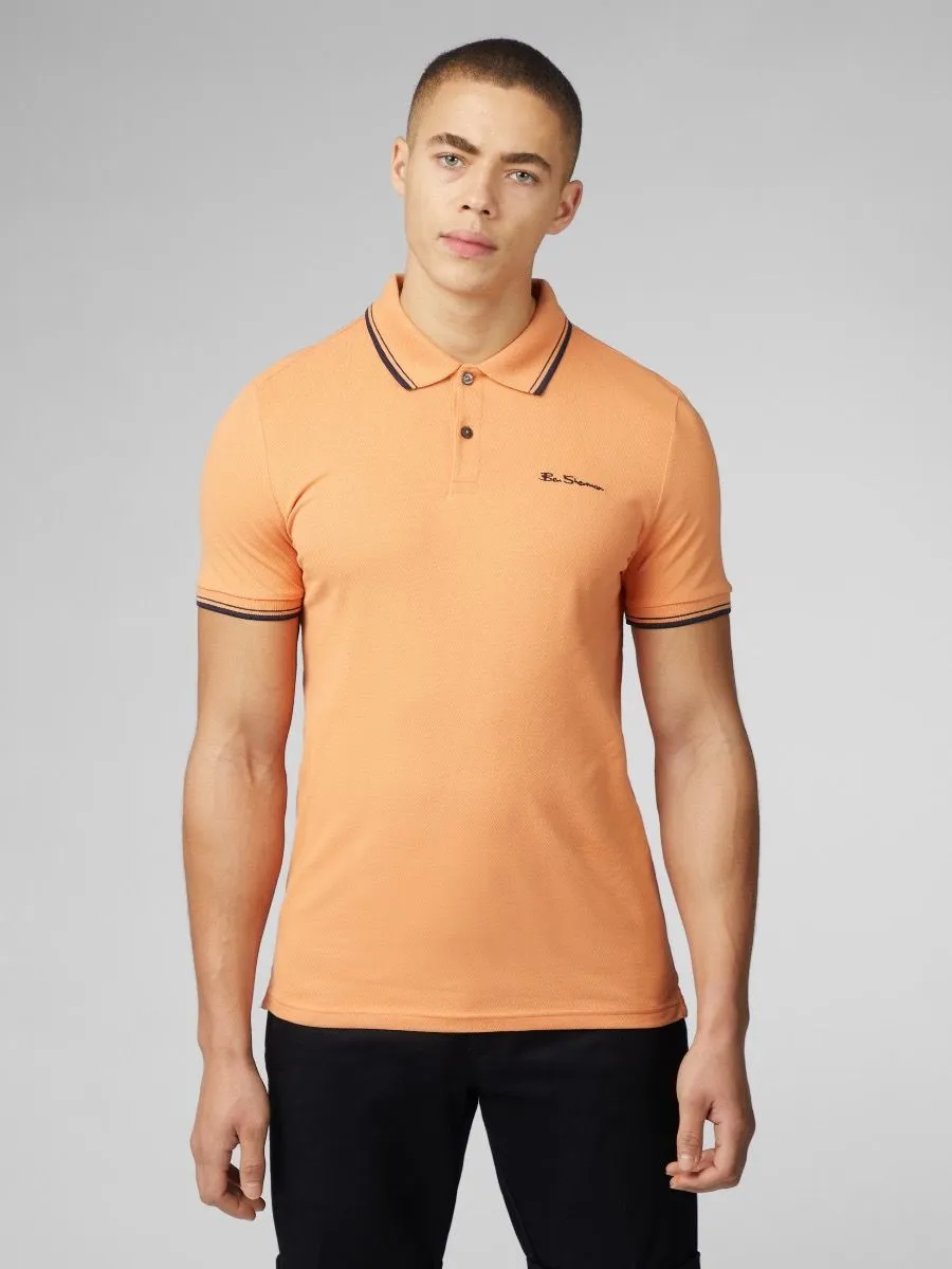 Ben Sherman Casual Short Sleeve Polo Shirt Copper Orange