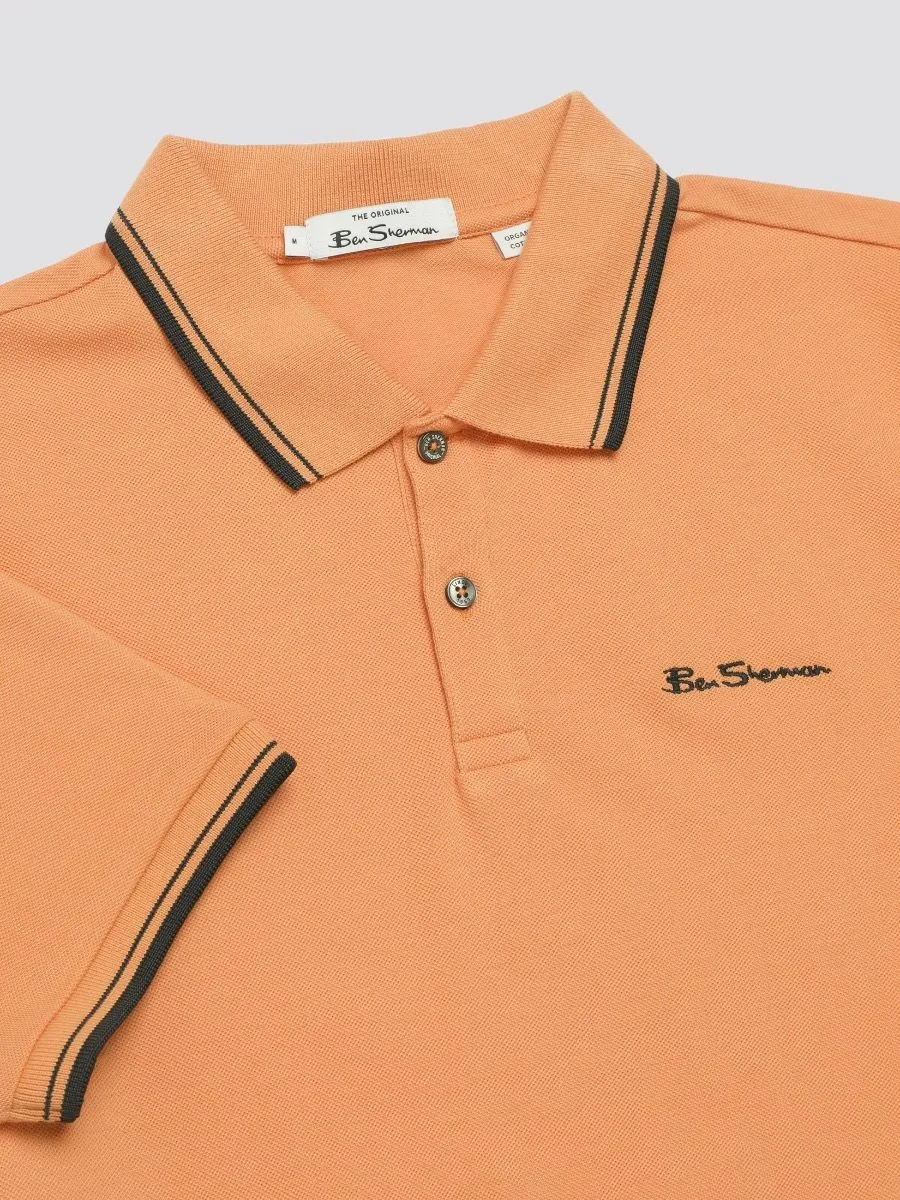 Ben Sherman Casual Short Sleeve Polo Shirt Copper Orange