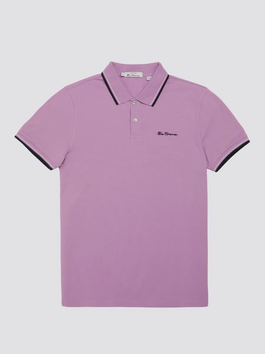 Ben Sherman Casual Short Sleeve Polo Shirt Violet