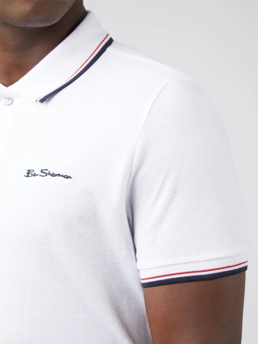 Ben Sherman Casual Short Sleeve Polo Shirt White