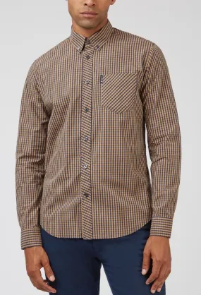 Ben Sherman Gingham Check Long Sleeve Shirt Ochre