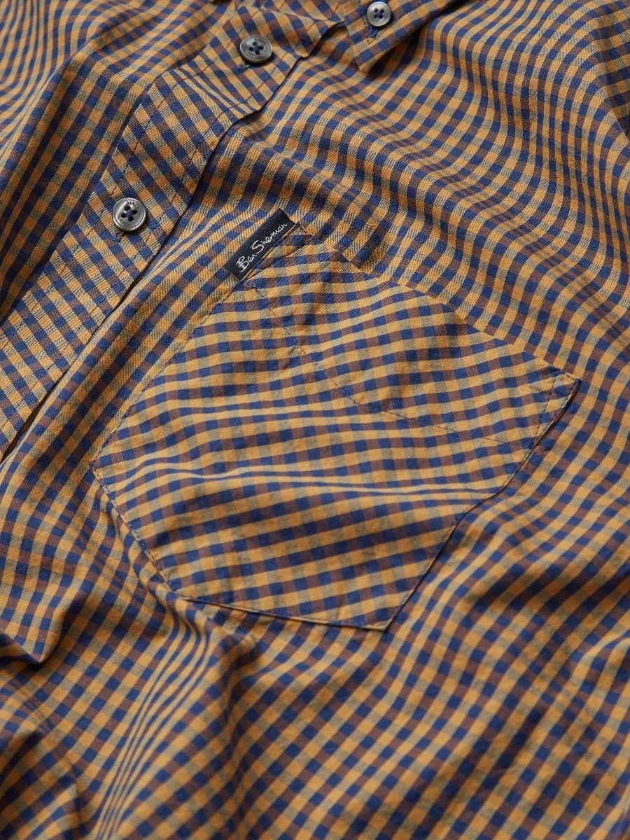 Ben Sherman Gingham Check Long Sleeve Shirt Ochre