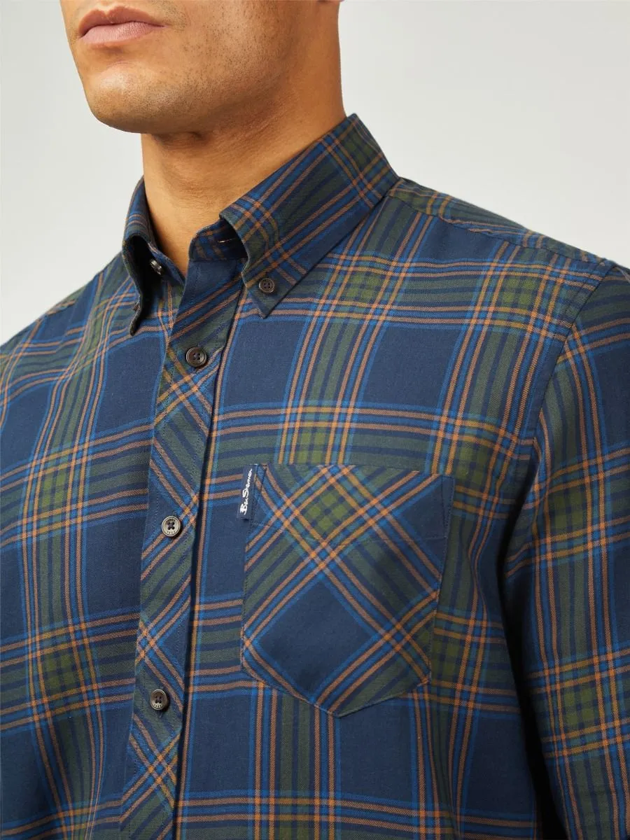 Ben Sherman Long Sleeve Grid Check Shirt Dark Navy