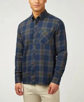 Ben Sherman Long Sleeve Grid Check Shirt Dark Navy