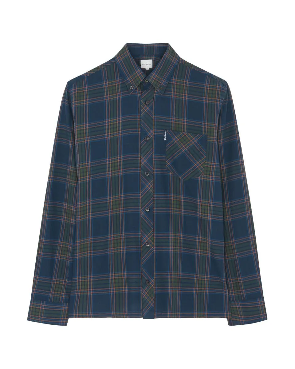 Ben Sherman Long Sleeve Grid Check Shirt Dark Navy