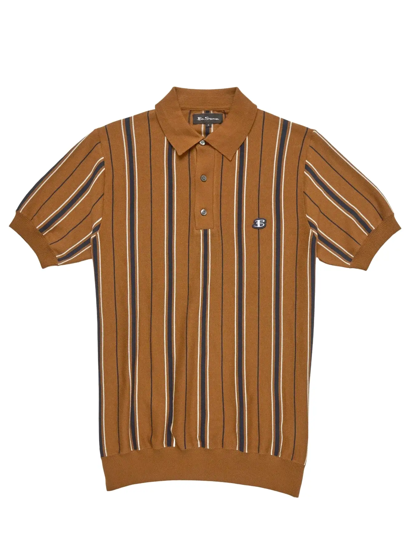 Ben Sherman Mens All Over Stripe Knit Polo Shirt