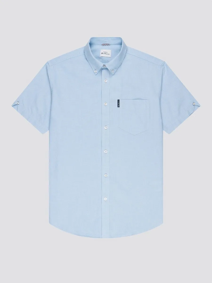 Ben Sherman Short Sleeve Button Down Oxford Shirt Sky