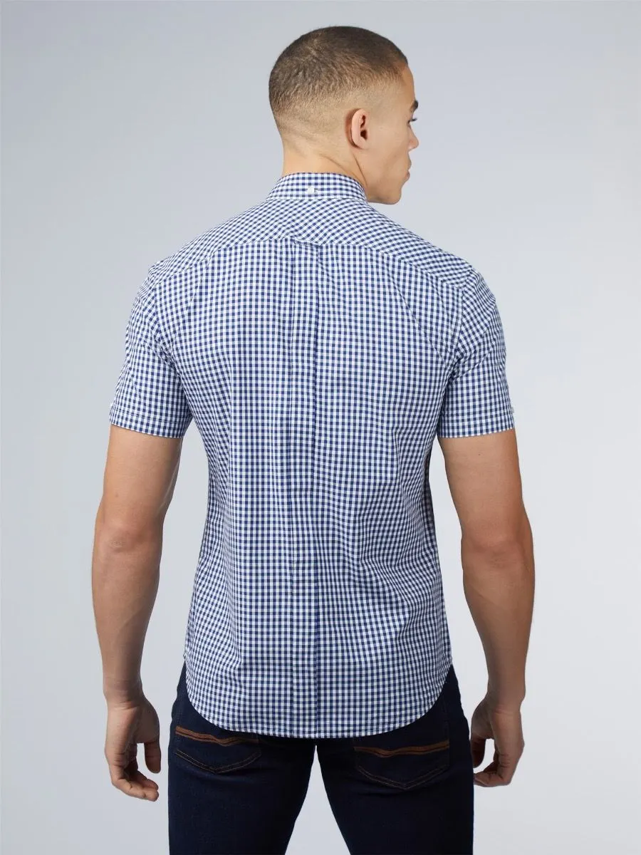 Ben Sherman Short Sleeve Core Gingham Shirt Dark Blue