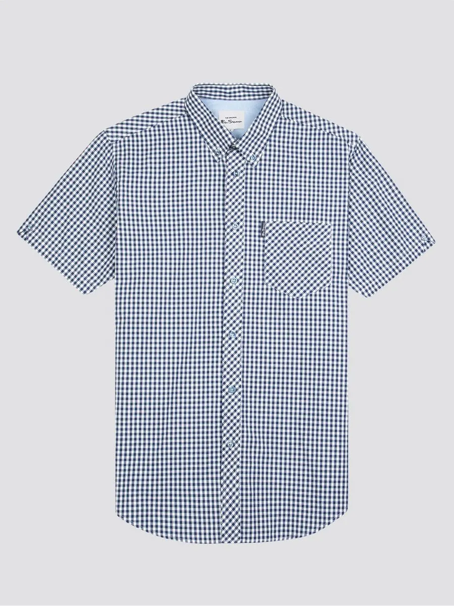 Ben Sherman Short Sleeve Core Gingham Shirt Dark Blue