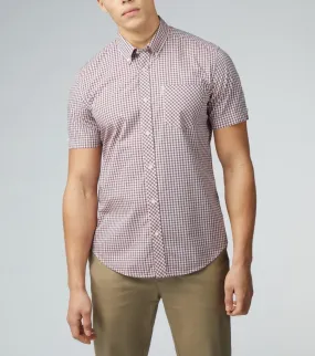 Ben Sherman Short Sleeve Core Gingham Shirt Scarlet