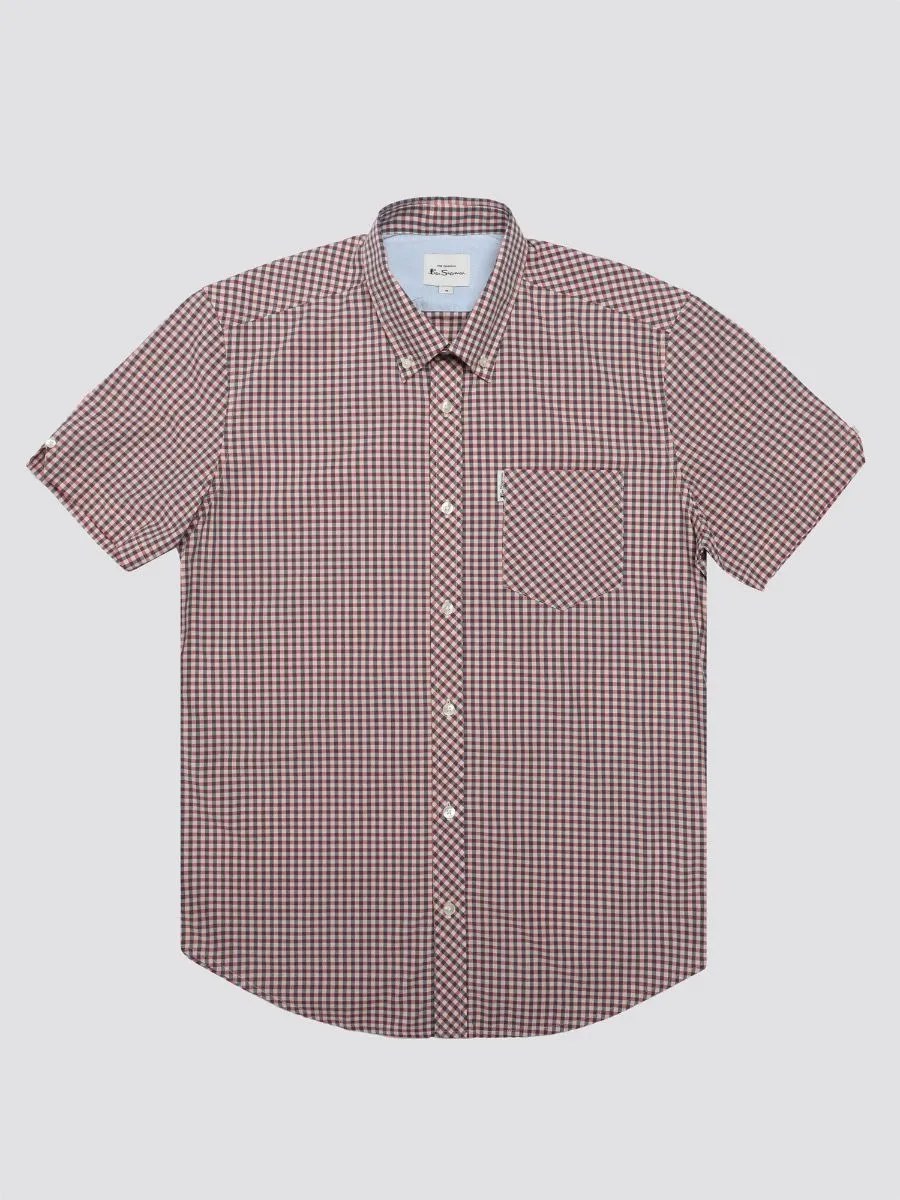 Ben Sherman Short Sleeve Core Gingham Shirt Scarlet