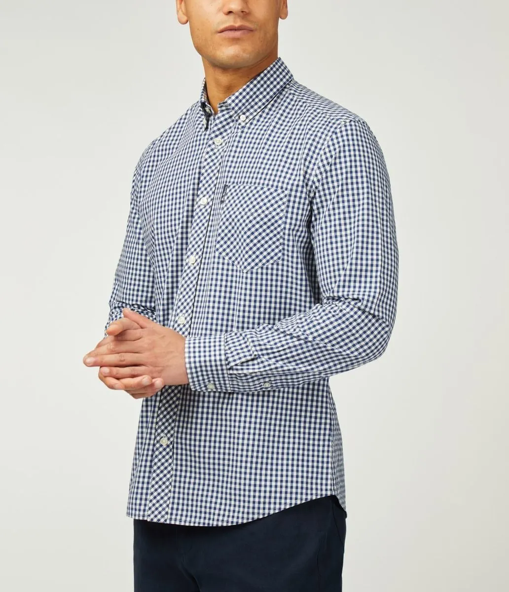 Ben Sherman Signature Long Sleeve Gingham Check Shirt Dark Blue