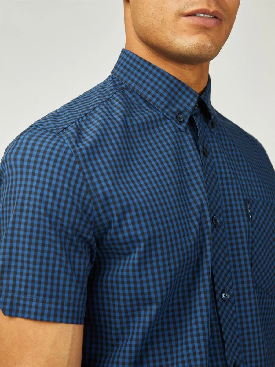 Ben Sherman Signature Short Sleeve Gingham Check Shirt Royal Blue