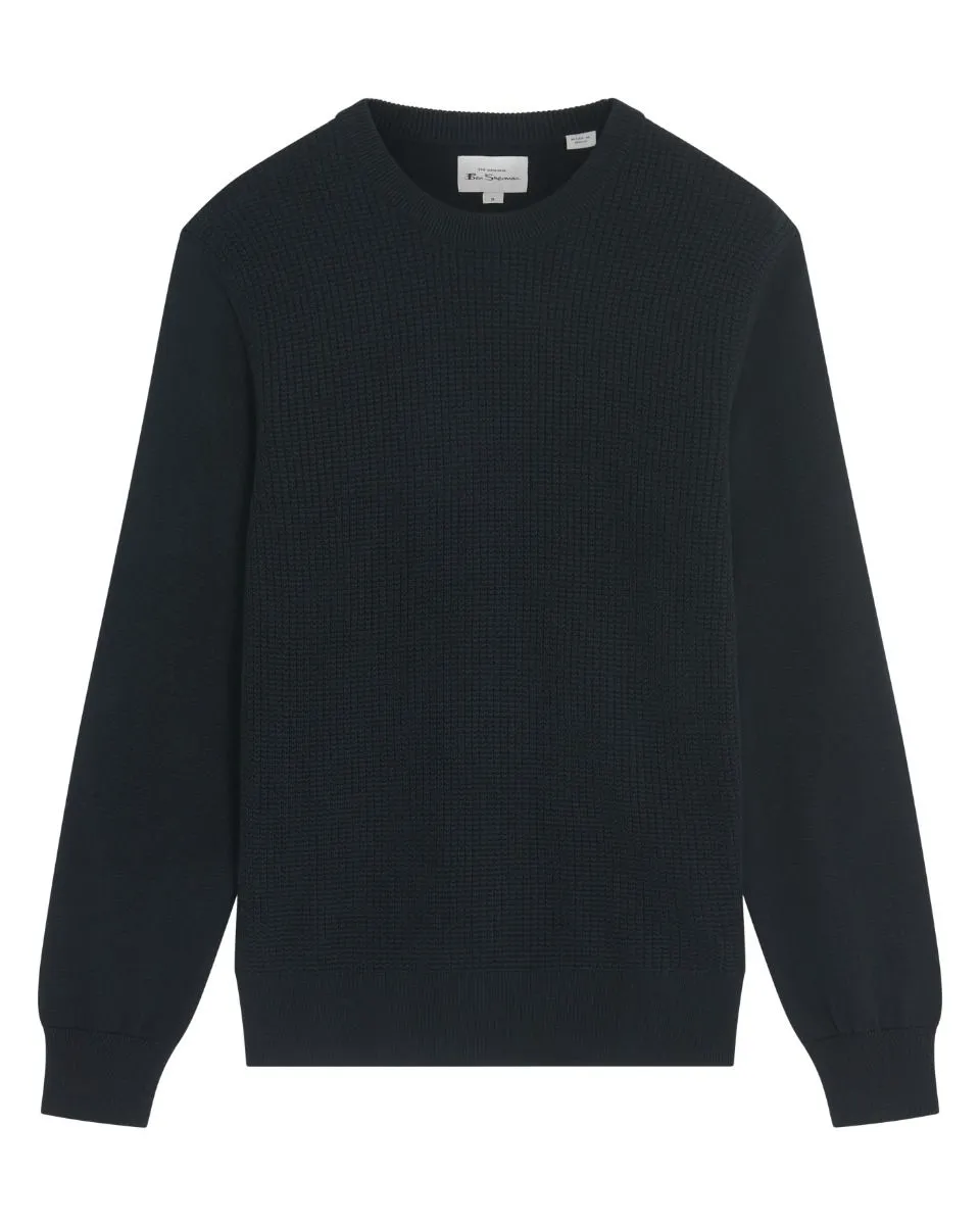 Ben Sherman Textured Front Crew Neck Jumper Black