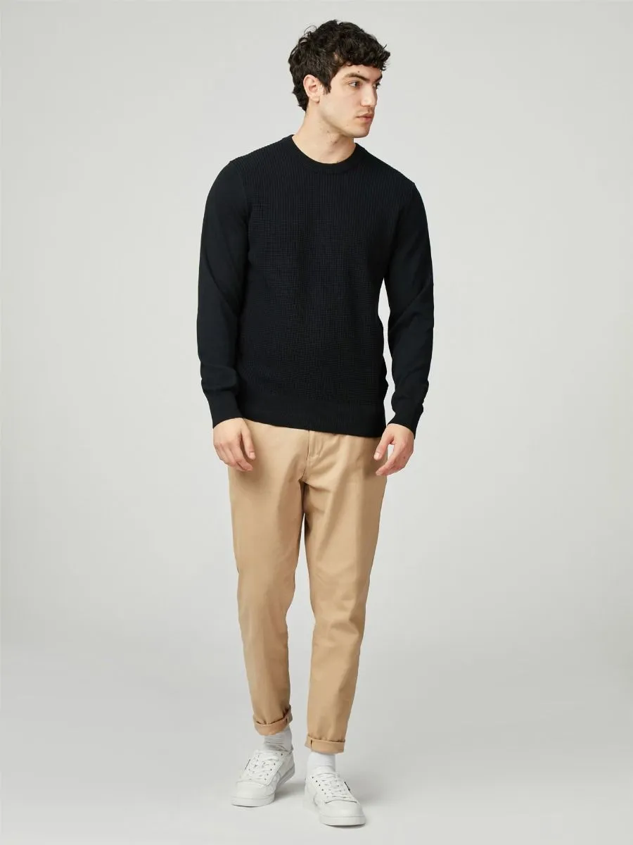 Ben Sherman Textured Front Crew Neck Jumper Black