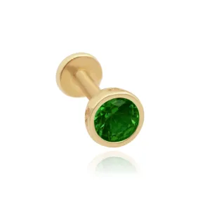 Bezel Set Emerald Flat Back Stud