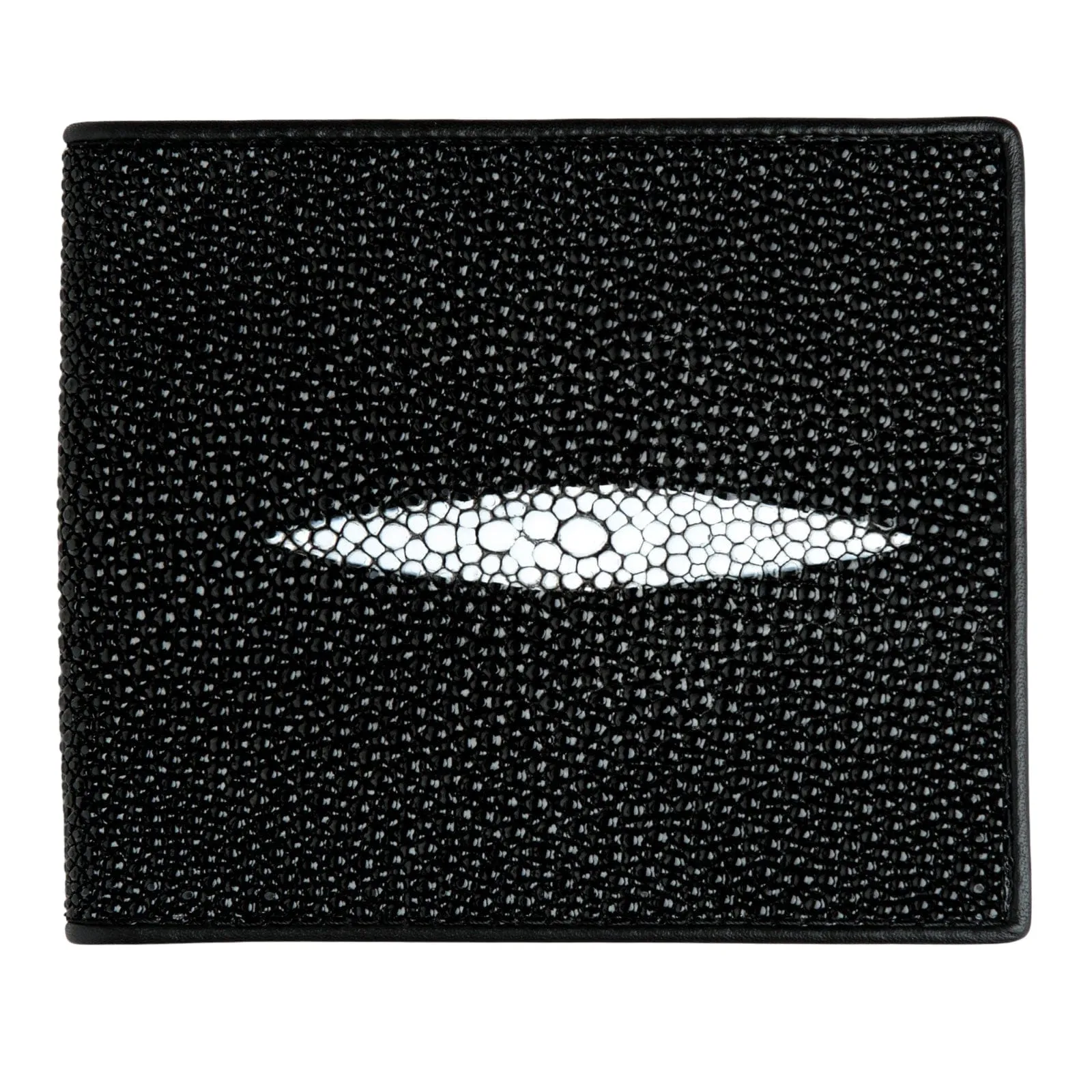 Black Long White Pearl Stingray Leather Men's Wallet