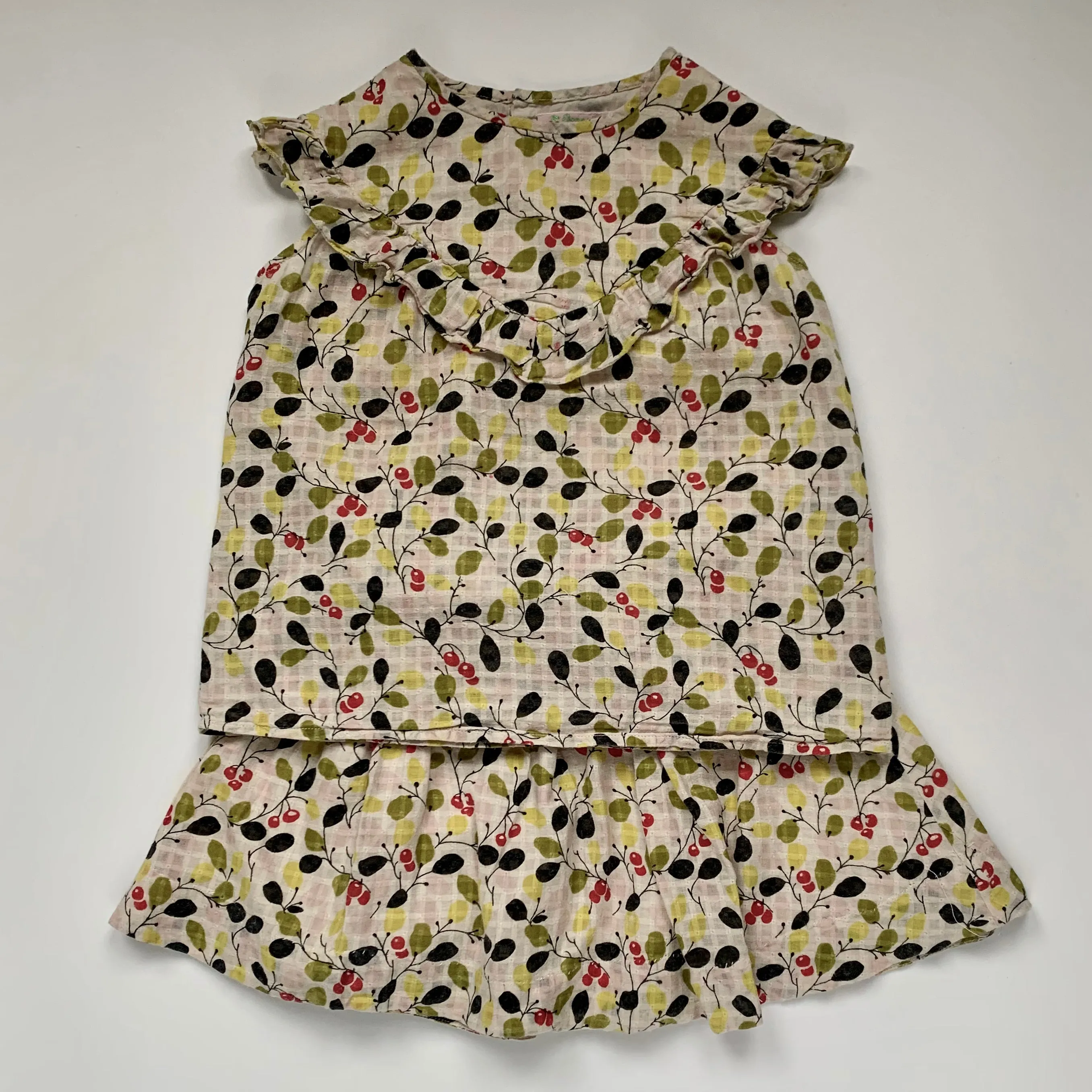 Bonpoint Olive Print Summer Skirt: 4 Years