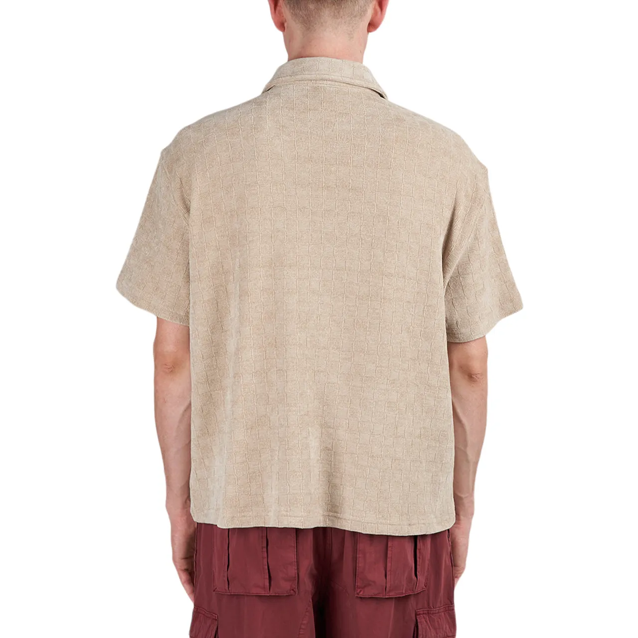 Brain Dead Knit Check Half Zip Shirt (Beige)