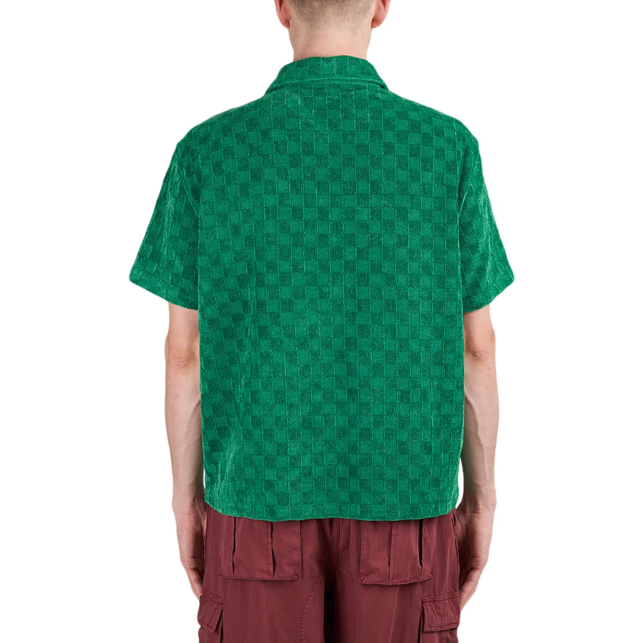 Brain Dead Knit Check Half Zip Shirt (Green)