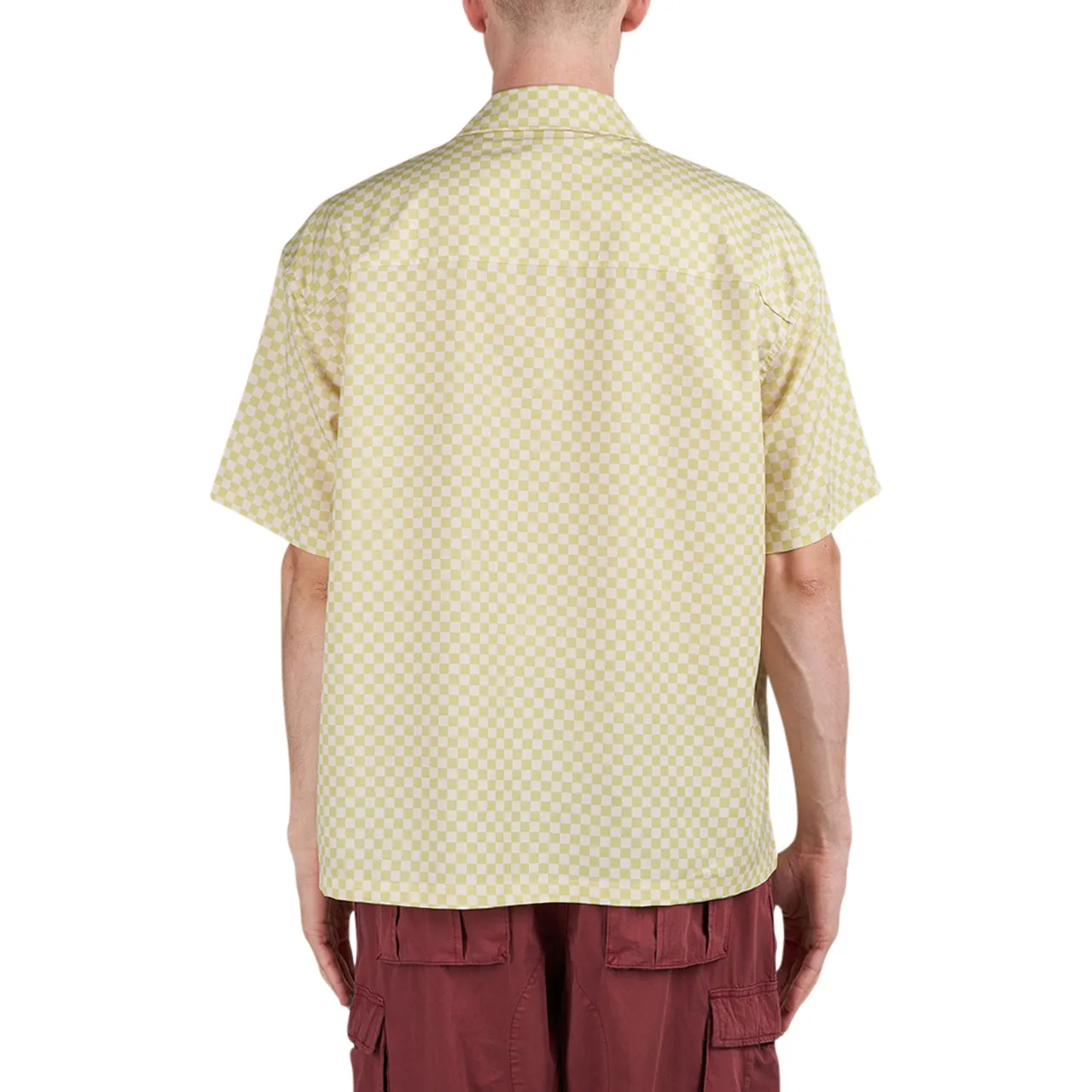 Brain Dead Micro Check Short Sleeve Snap Shirt (Yellow / White / Green)