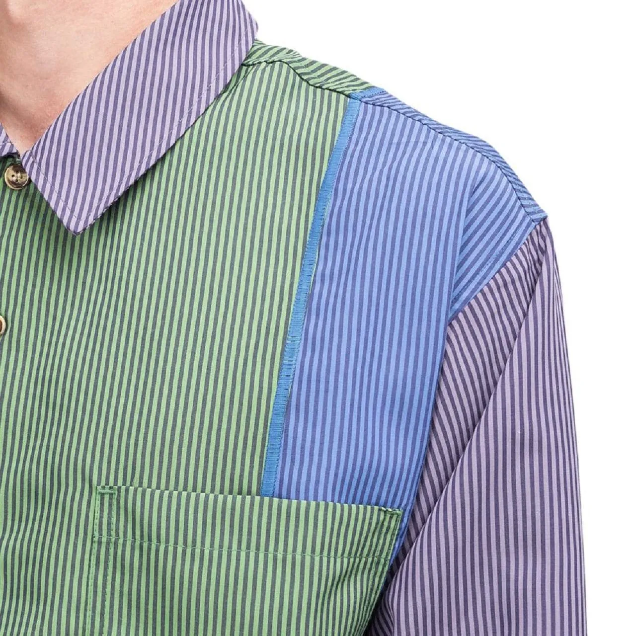 Brain Dead Paneled Stripe Poplin Shirt (Multi)