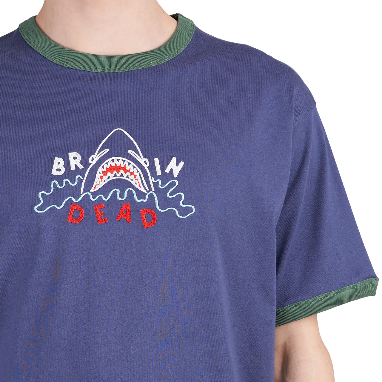 Brain Dead Shark Attack Ringer T-Shirt (Navy)