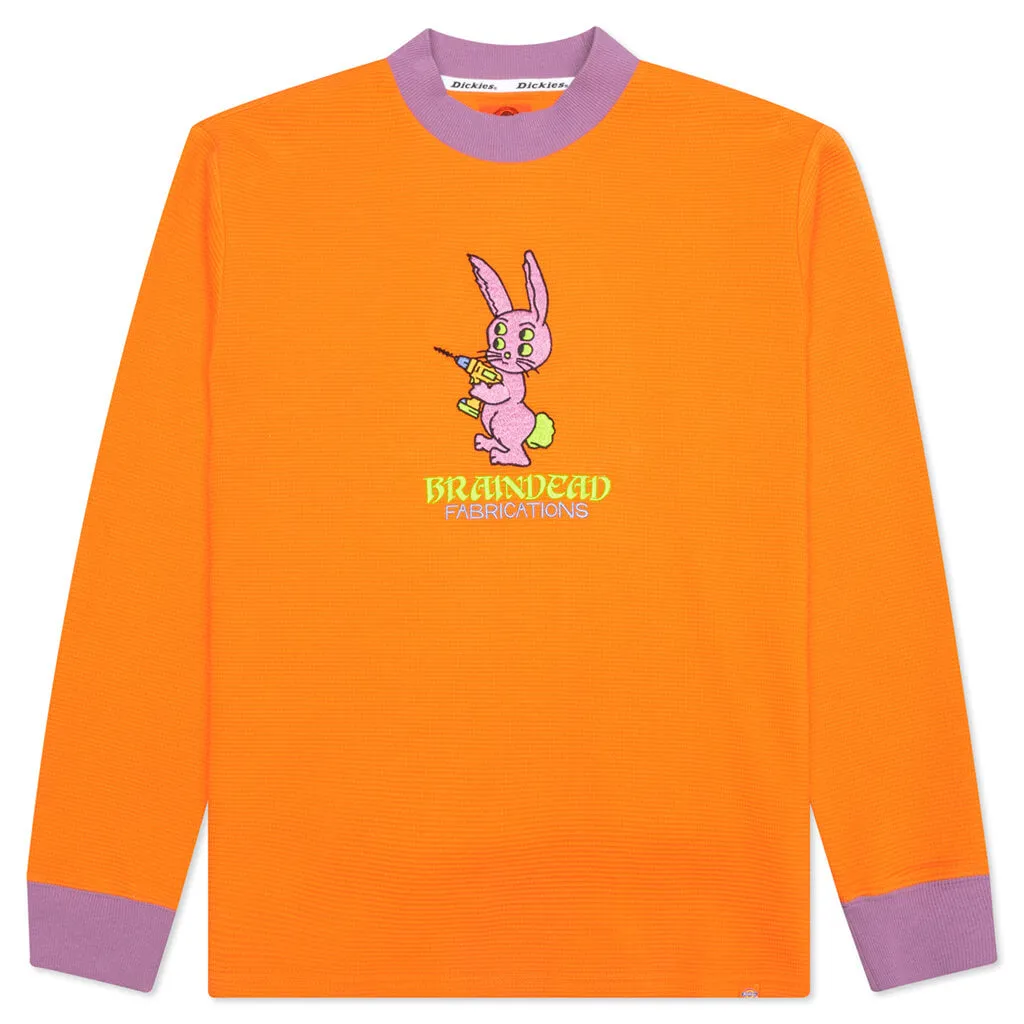 Brain Dead x Dickies Bunny Drill Embroidered Waffle Mockneck Long Sleeve - Burnt Orange