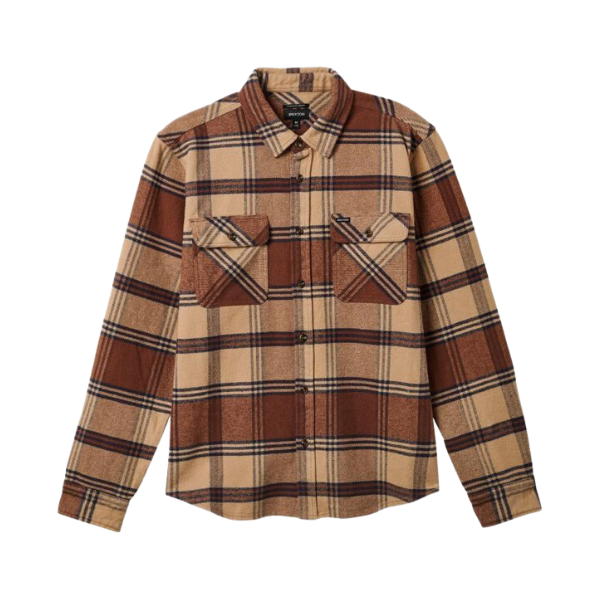 Brixton Bowery Heavy Weight  L/S Flannel - Sand Bison