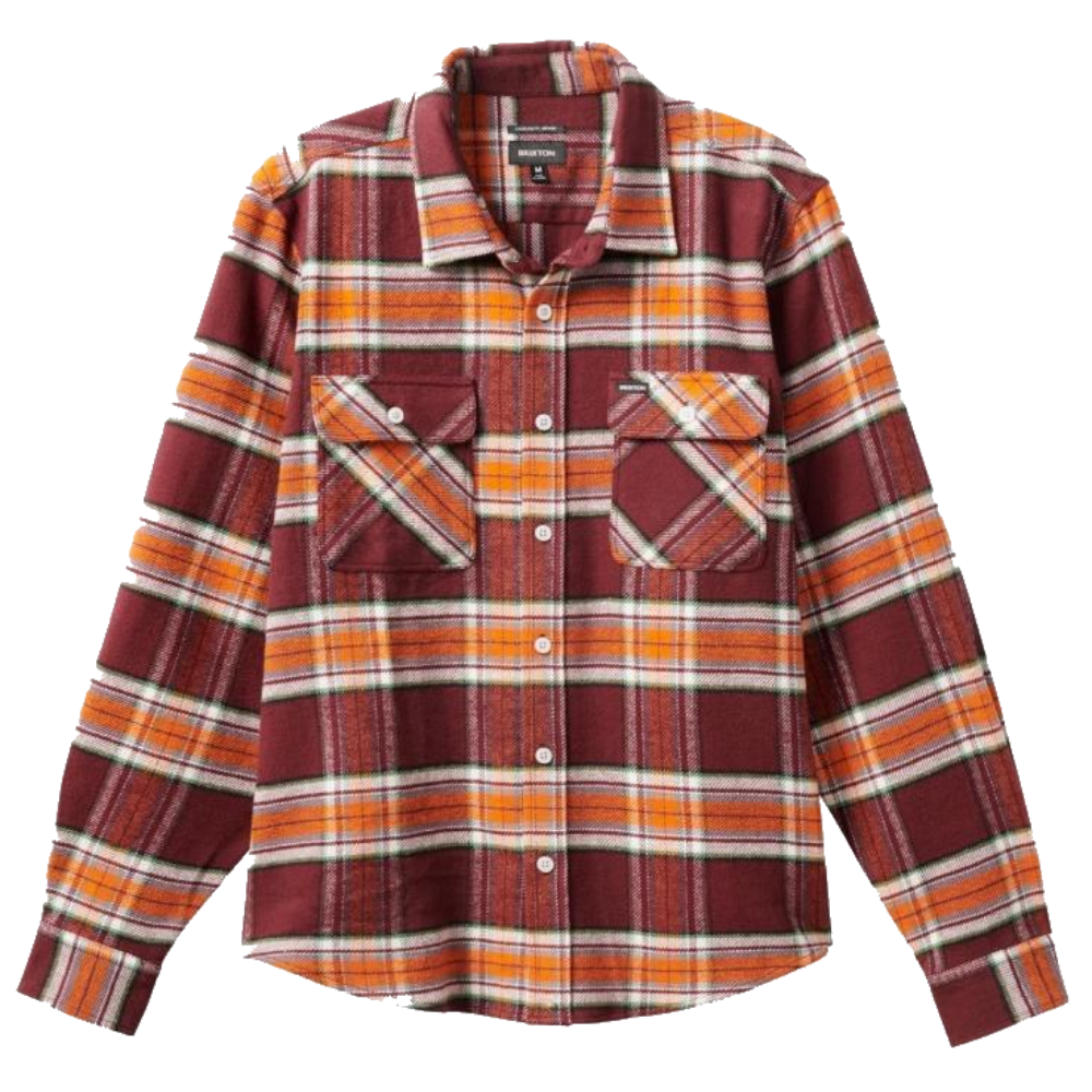 Brixton Bowery L/S Flannel Mahogany/Burnt Orange