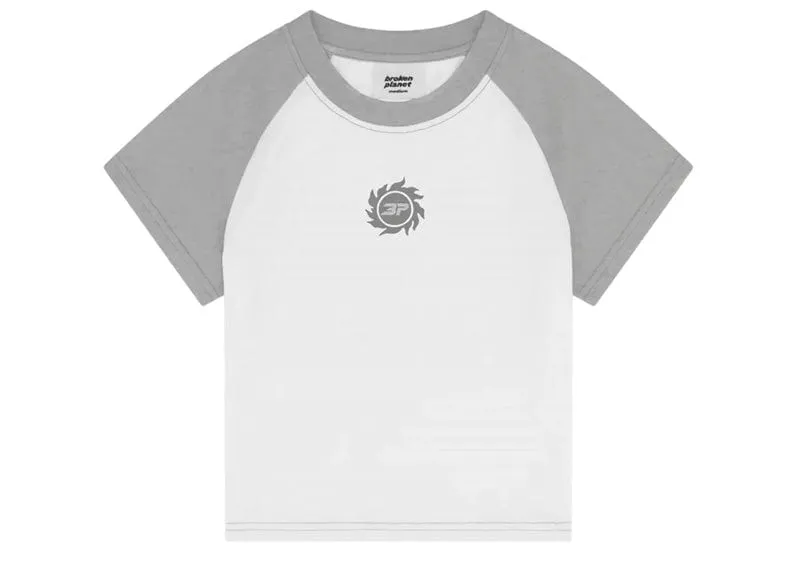 Broken Planet Sun Logo Baby Tee Snow White/Heather Grey