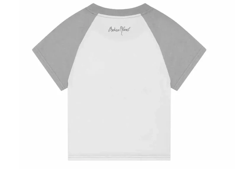 Broken Planet Sun Logo Baby Tee Snow White/Heather Grey