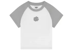 Broken Planet Sun Logo Baby Tee Snow White/Heather Grey