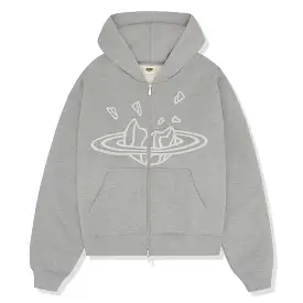 Broken Planet Zip-Up Heather Grey Hoodie