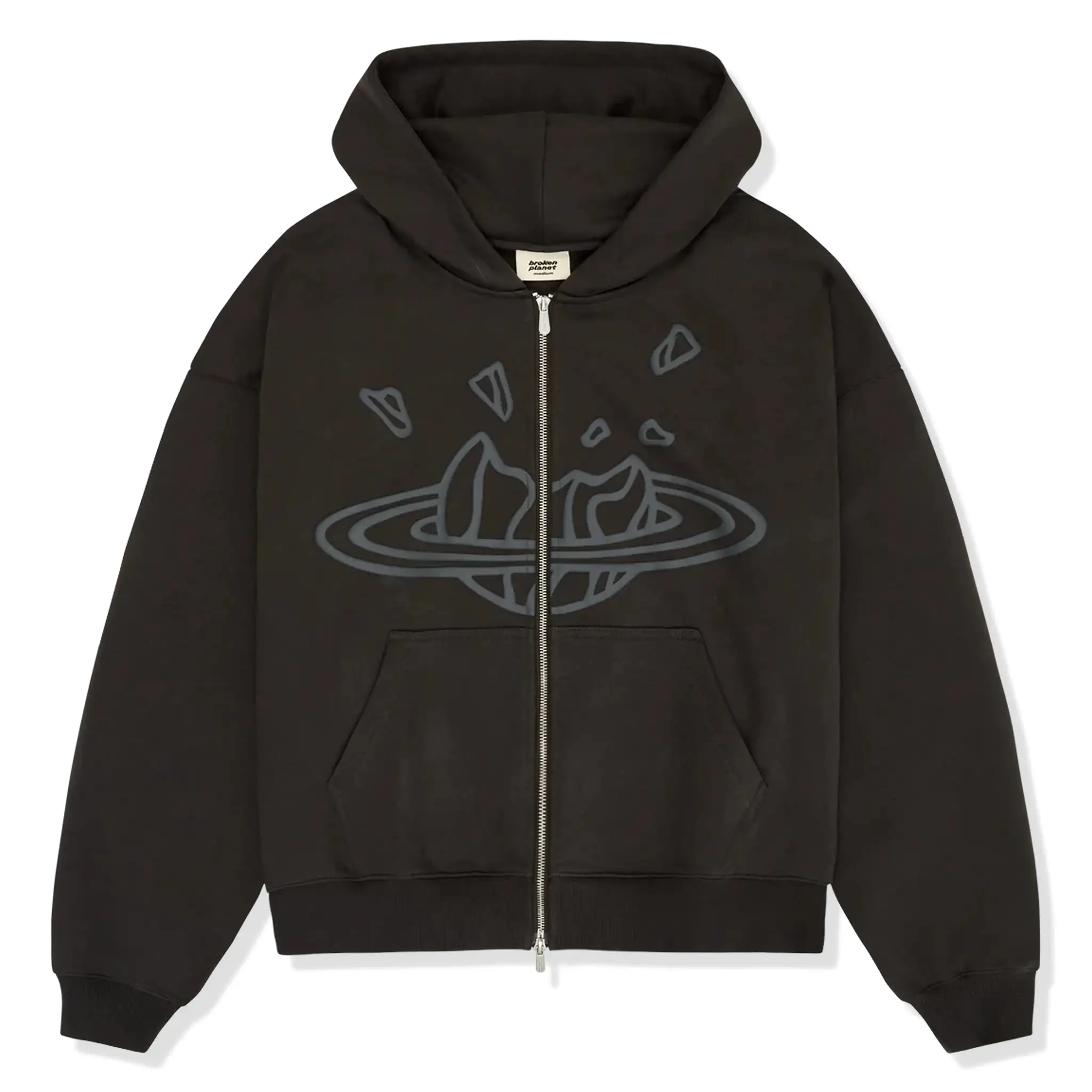 Broken Planet Zip-Up Soot Black Hoodie