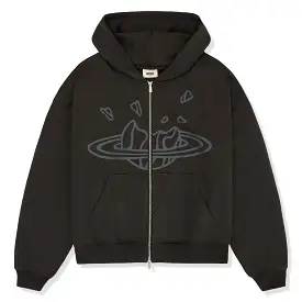 Broken Planet Zip-Up Soot Black Hoodie