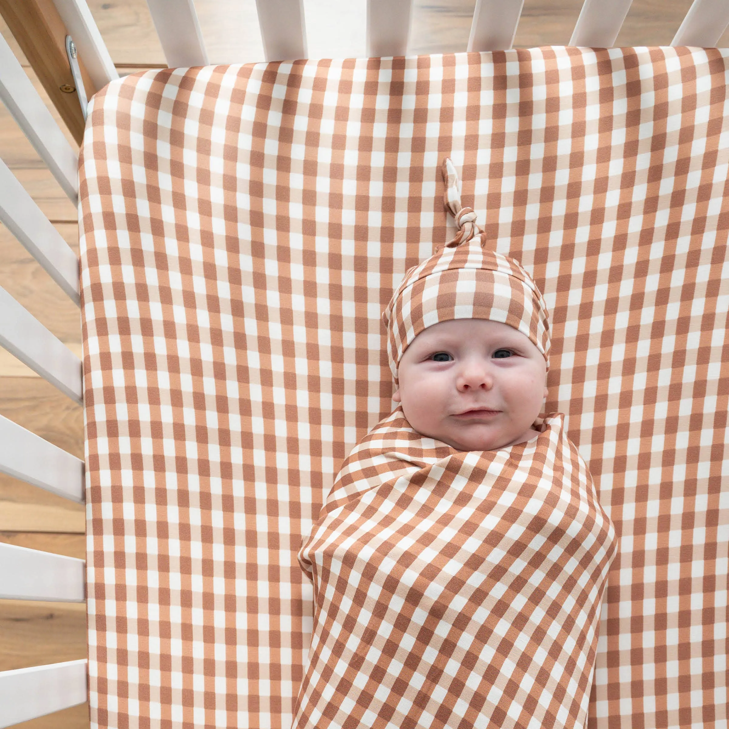 Chocolate Gingham | Bamboo Crib Sheet: Standard - BRIXTON PHOENIX