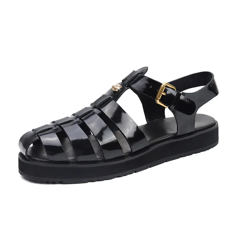 Flat Vintage Woven Sandals Black 