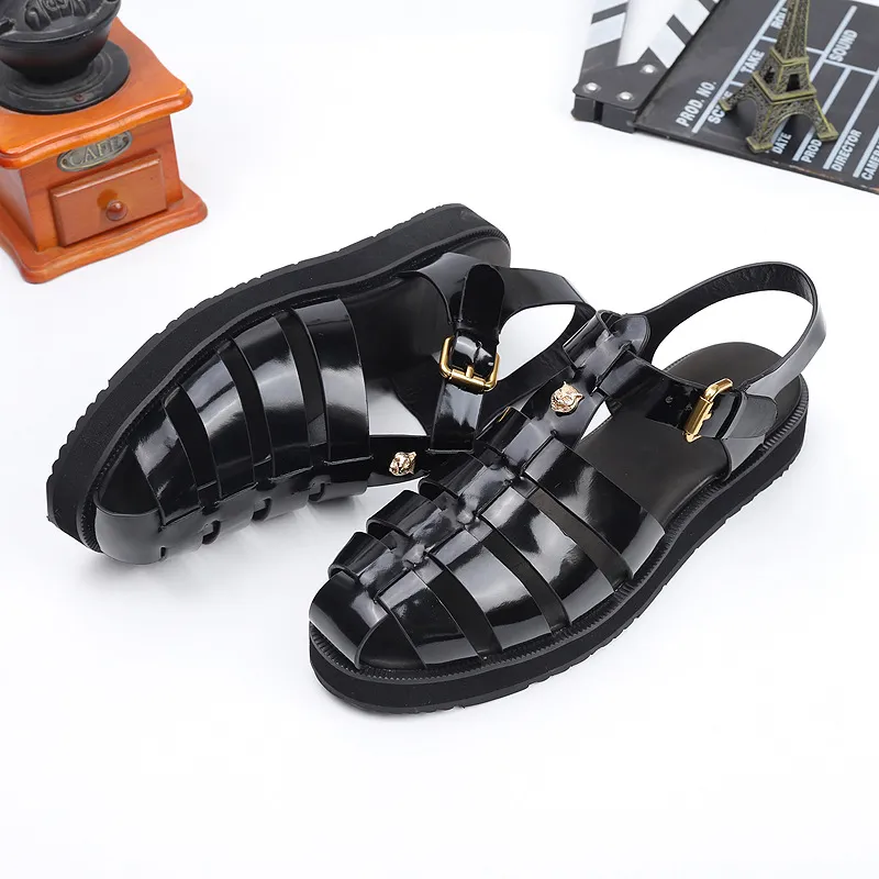 Flat Vintage Woven Sandals Black 