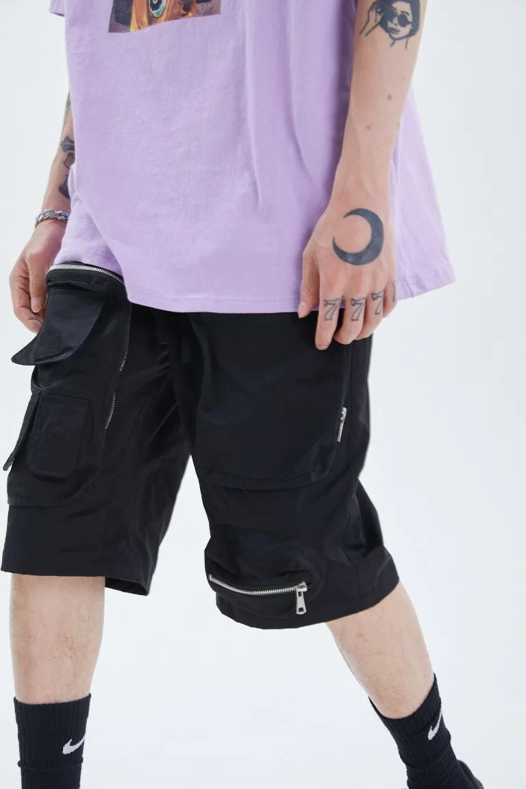 Functional multi-pocket shorts (black)