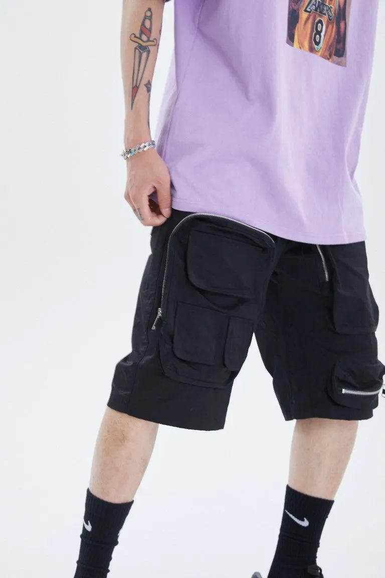 Functional multi-pocket shorts (black)