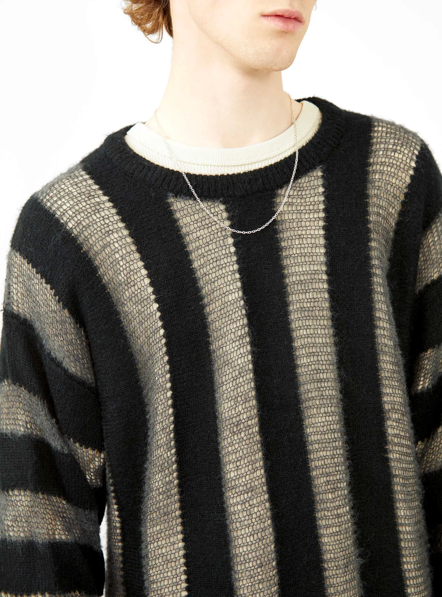 Fuzzy Threadbare Sweater Black Stripe