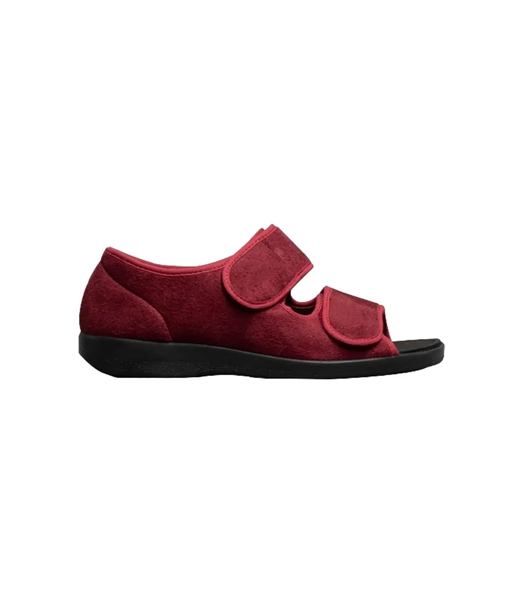 GBS Brompton Touch Fastening Open Toe Slipper / Slippers (Burgundy) - UTFS1695