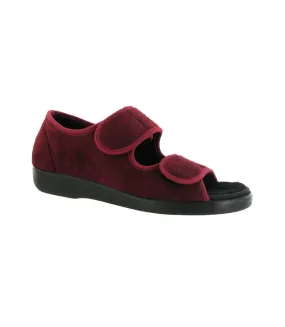 GBS Brompton Touch Fastening Open Toe Slipper / Slippers (Burgundy) - UTFS1695